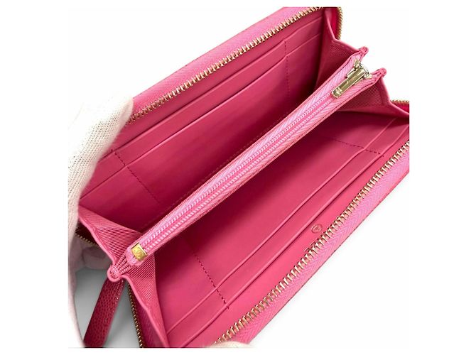 Timeless Portafoglio lungo Chanel in pelle di vitello granulata rosa - vista 5
