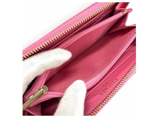 Timeless Portafoglio lungo Chanel in pelle di vitello granulata rosa - vista 6