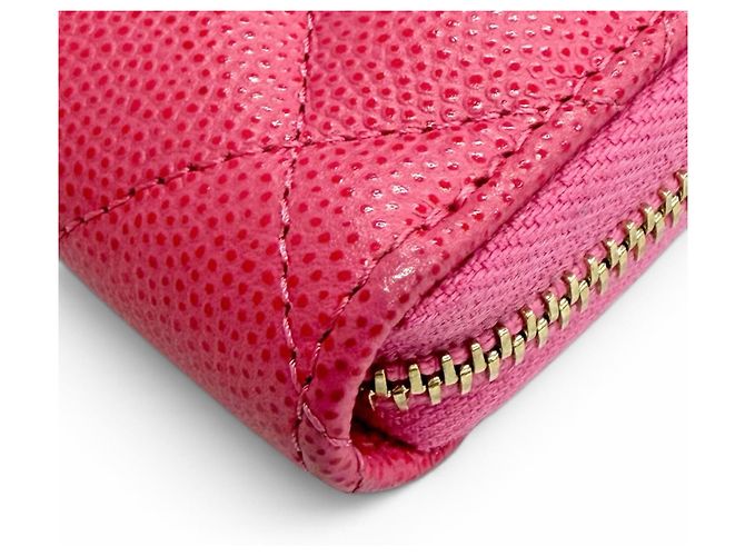 Timeless Portafoglio lungo Chanel in pelle di vitello granulata rosa - vista 7