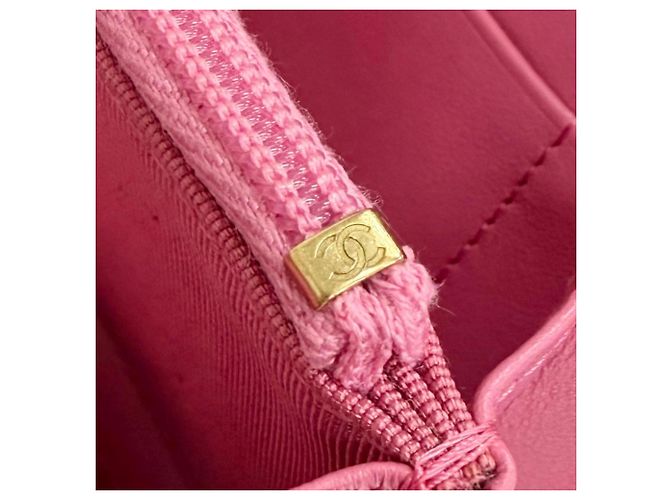 Timeless Portafoglio lungo Chanel in pelle di vitello granulata rosa - vista 9