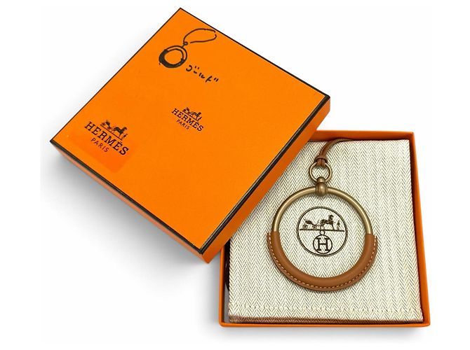 Hermès Hermes Grand Loop Halskette aus Leder Gold Bronze - Ansicht 2