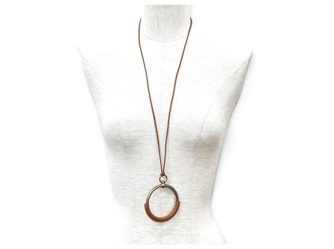 Hermès Hermes Grand Loop Halskette aus Leder Gold Bronze - Ansicht 3