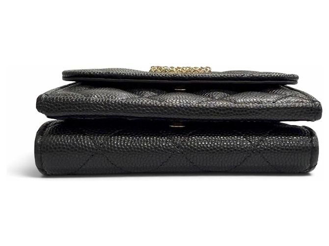 Timeless Chanel Black Grained Calfskin Tri-fold Wallet - view 3