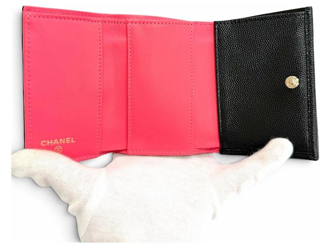 Timeless Chanel Black Grained Calfskin Tri-fold Wallet - view 4