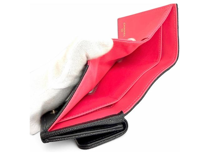 Timeless Chanel Black Grained Calfskin Tri-fold Wallet - view 5