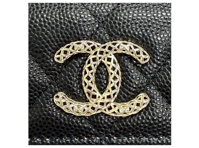 Timeless Chanel Black Grained Calfskin Tri-fold Wallet - view 8
