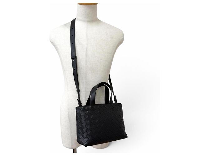 Borsa a tracolla Bottega Veneta in pelle nera - vista 3