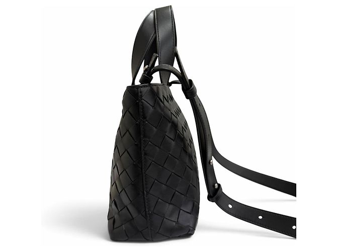 Borsa a tracolla Bottega Veneta in pelle nera - vista 5