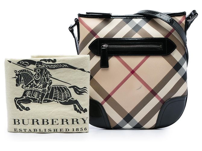 Borsa a tracolla Burberry Beige Supernova Check Coated Canvas Dryden - vista 5