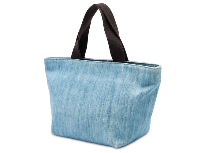 Fendi Mini Denim Tote in Blau mit gesticktem Logo - Ansicht 2