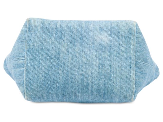 Fendi Mini Denim Tote in Blau mit gesticktem Logo - Ansicht 3