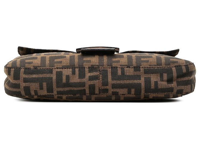 Borsa Baguette Fendi in canvas Zucca marrone - vista 3