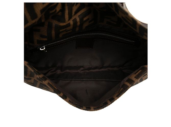 Borsa Baguette Fendi in canvas Zucca marrone - vista 4