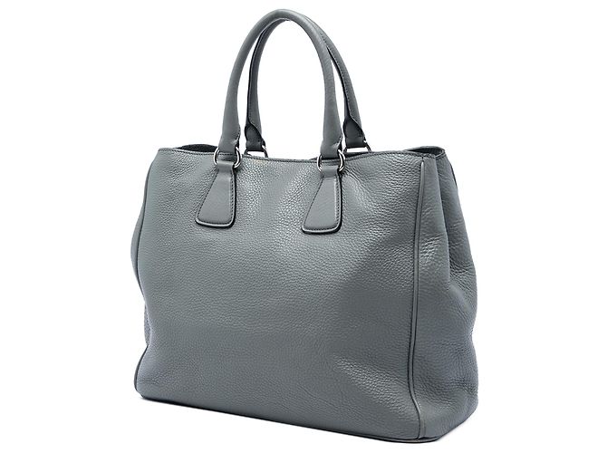 Sac cabas convertible ouvert Prada en Vitello Daino gris - vue 2
