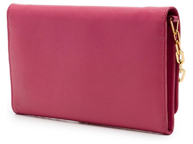 Prada Pink Saffiano Wallet on Chain - view 2