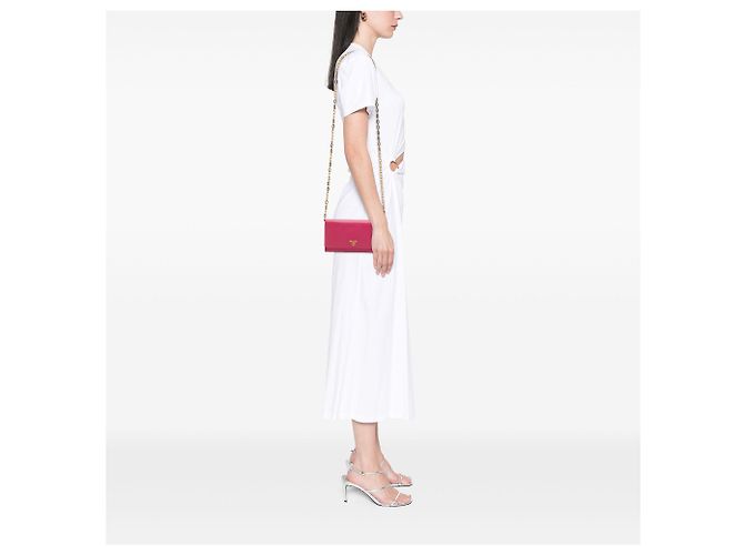Prada Pink Saffiano Wallet on Chain - view 6