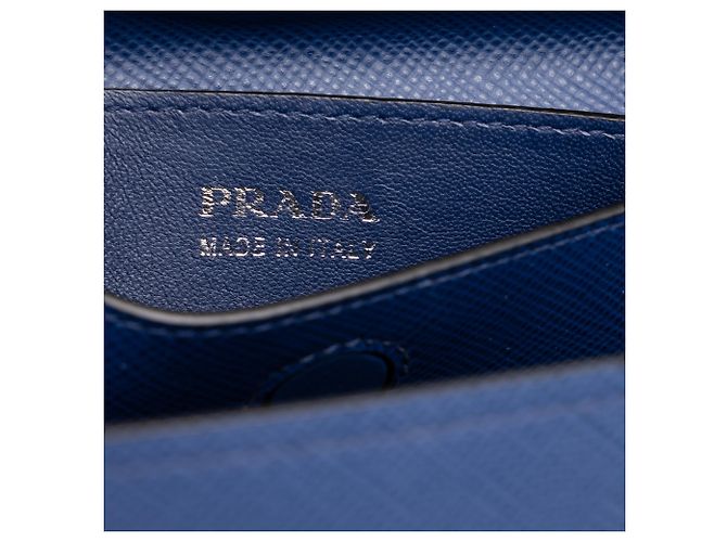 Prada Blue Medium Saffiano Cuir Double Turnlock Satchel Tasche - Ansicht 5