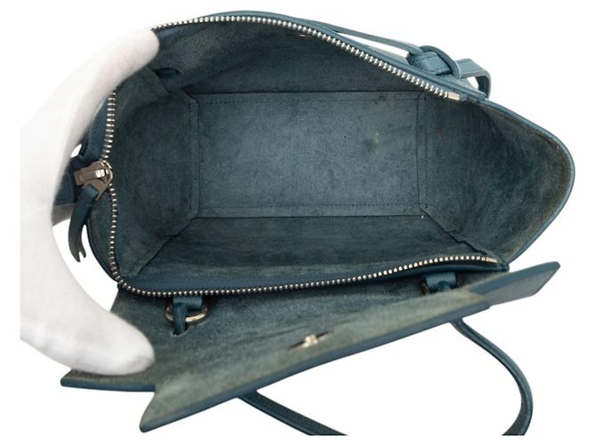 Belt Bag Céline Bolso cinturón Celine Nano de piel de becerro granulada azul - vista 4