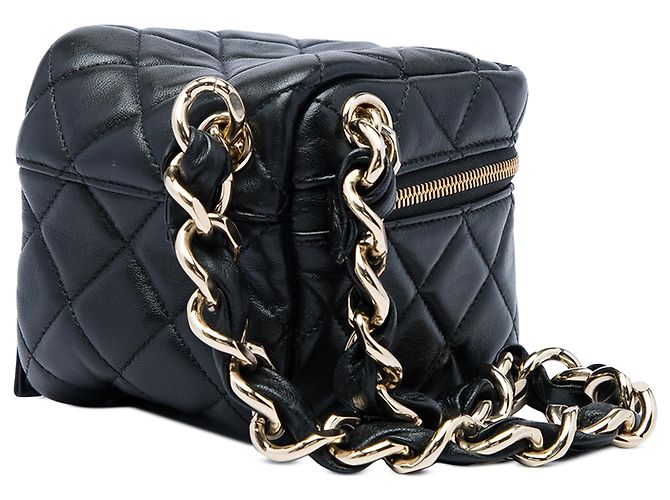 Chanel Black CC Quilted Lambskin Cube Wristlet Vanity Case - Ansicht 2