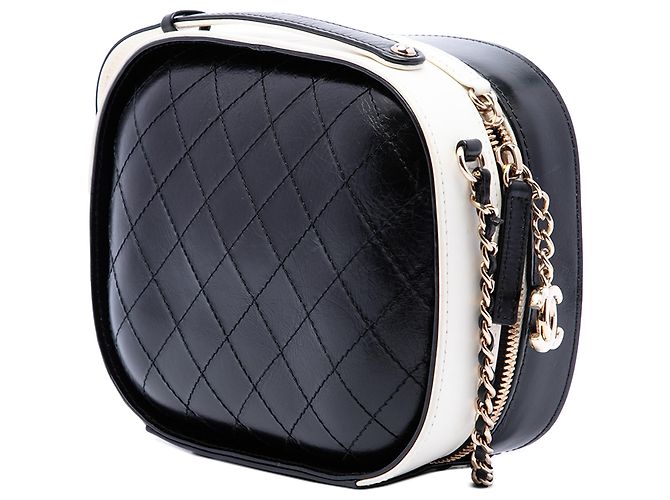 Chanel Vanity Case Small CC Matelassé em Pele de Vitelo Amassada Branca - vista 2