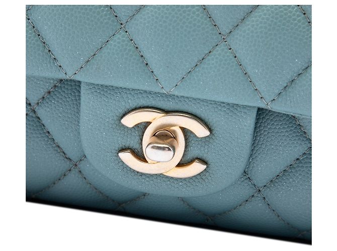 Chanel Blue Medium Classic Iridescent Caviar Double Flap - vista 5
