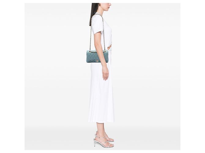 Chanel Blue Medium Classic Iridescent Caviar Double Flap - vista 6