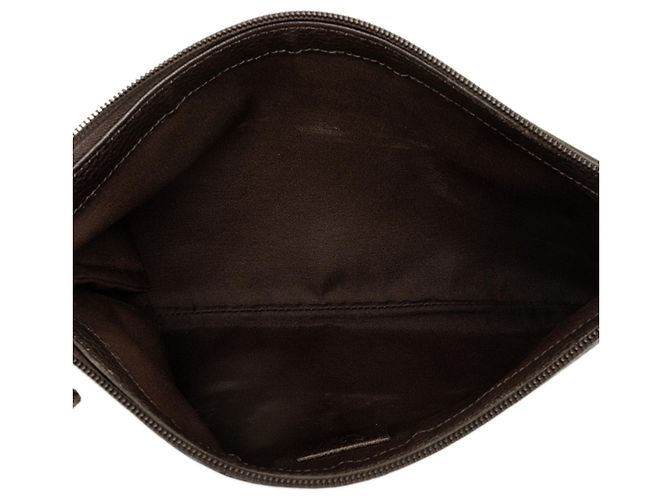 Clutch Gucci in nylon GG marrone con zip superiore - vista 4