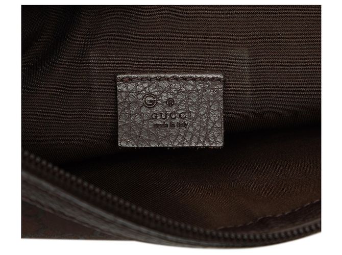 Clutch Gucci in nylon GG marrone con zip superiore - vista 5