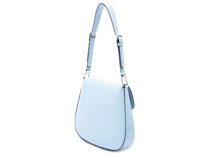 Prada Cleo Umhängetasche mit Klappe aus Spazzolato-Leder in Blau Medium - Ansicht 2