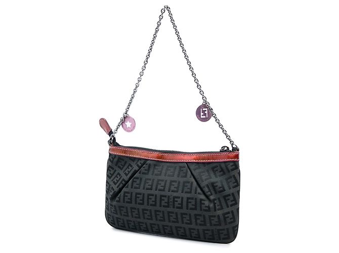 Pochette a catena Fendi in tela Zucchino nera - vista 2