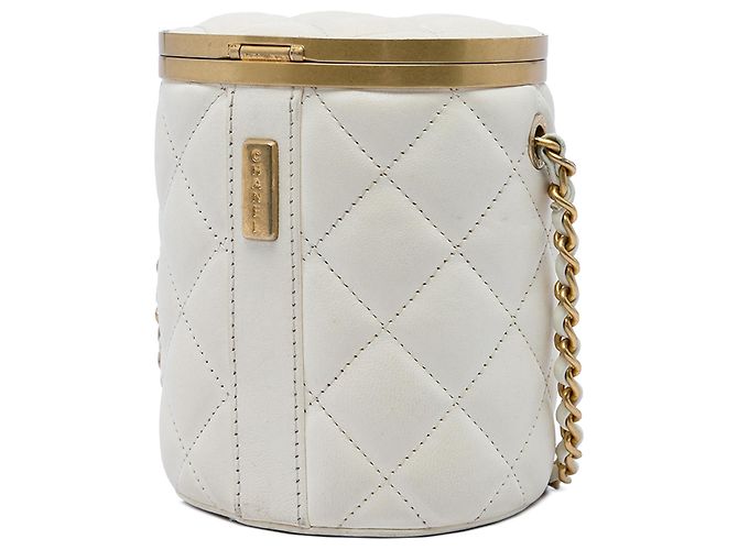 Borsa Chanel White Mini Quilted Lambskin Crown Box Bag - vista 2