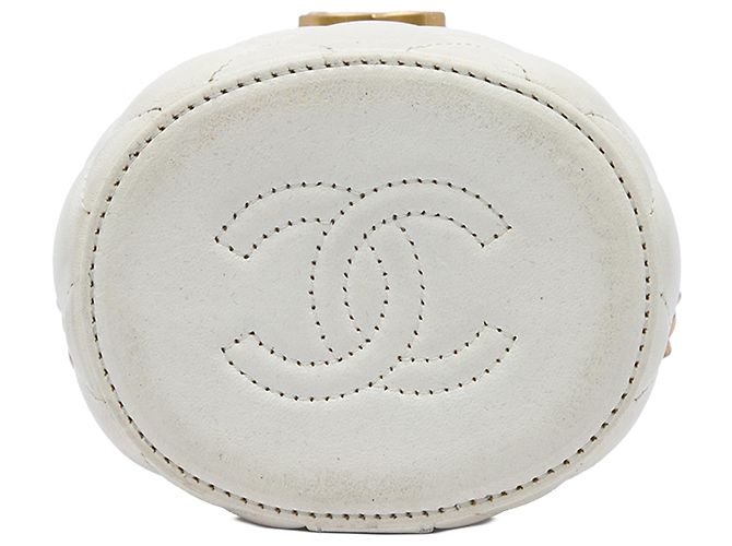 Borsa Chanel White Mini Quilted Lambskin Crown Box Bag - vista 3