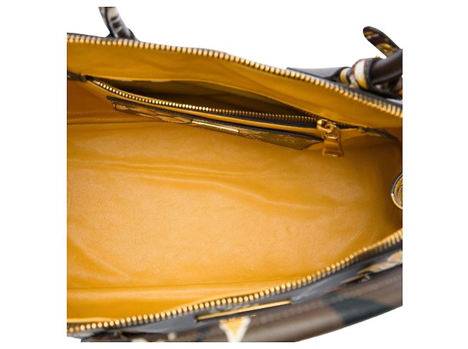 Prada Brown Large Saffiano Lux Floral Print Promenade Satchel mit Fronttasche - Ansicht 4