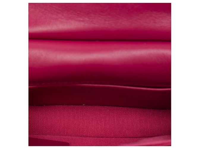Portacarte Lady Chanel in vitello matelassé rosa con manico superiore e catena - vista 4