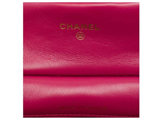 Portacarte Lady Chanel in vitello matelassé rosa con manico superiore e catena - vista 5