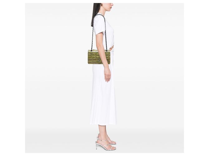 Chanel Yellow Medium Classic Patent Striped Double Flap - Ansicht 5
