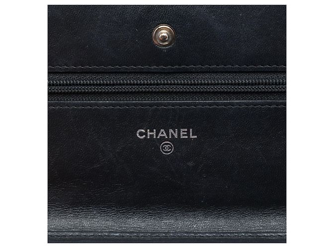 Cartera Chanel Black CC Chevron Lambskin Wallet On Chain - vista 5