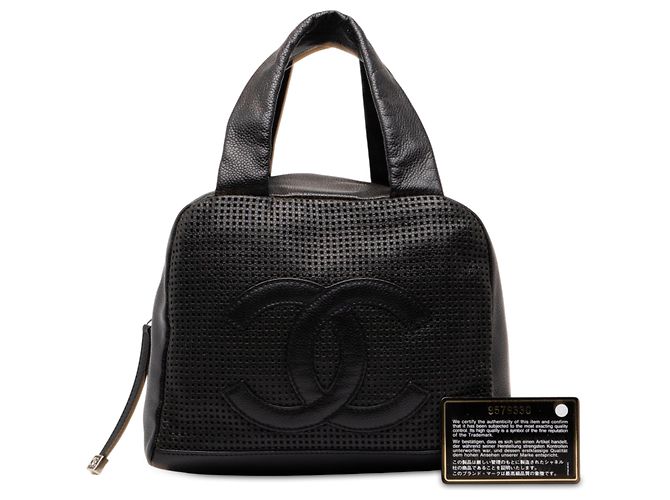 Bolso Bowler Chanel Black CC Perforated Caviar - vista 7