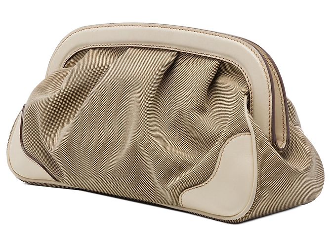 Clutch Prada Beige Canvas Canapa Logo Frame - vista 2