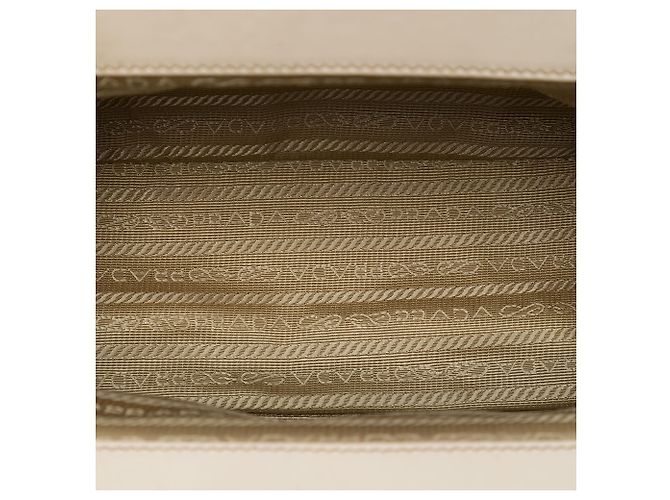 Clutch Prada Beige Canvas Canapa Logo Frame - vista 4