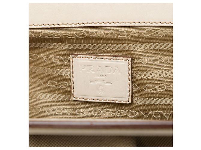 Clutch Prada Beige Canvas Canapa Logo Frame - vista 5