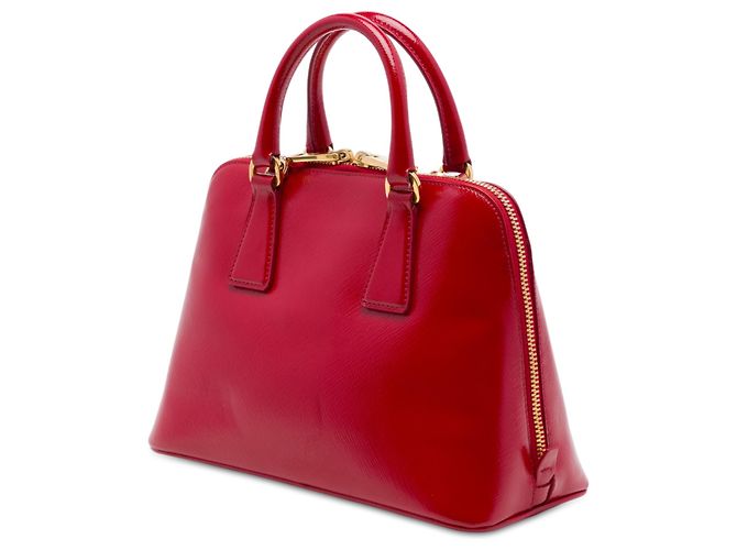 Prada Promenade Small Satchel aus Saffiano Vernice in Rot - Ansicht 2