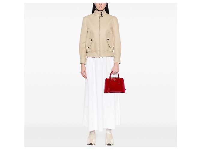 Prada Promenade Small Satchel aus Saffiano Vernice in Rot - Ansicht 6