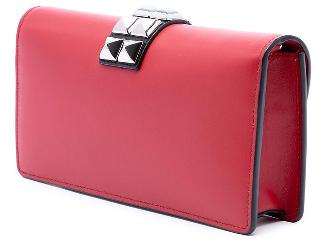 Clutch Elektra Prada in pelle di vitello rossa con borchie e catena - vista 2