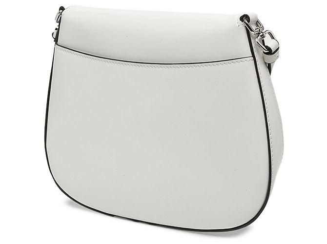 Prada Cleo Schultertasche mit Klappe aus weißem Spazzolato-Leder - Ansicht 5