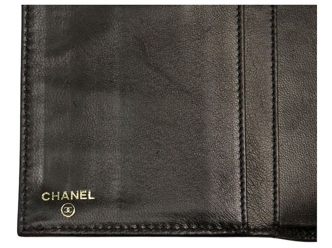 Portafoglio lungo con patta Chanel CC in pelle di vitello nera - vista 5