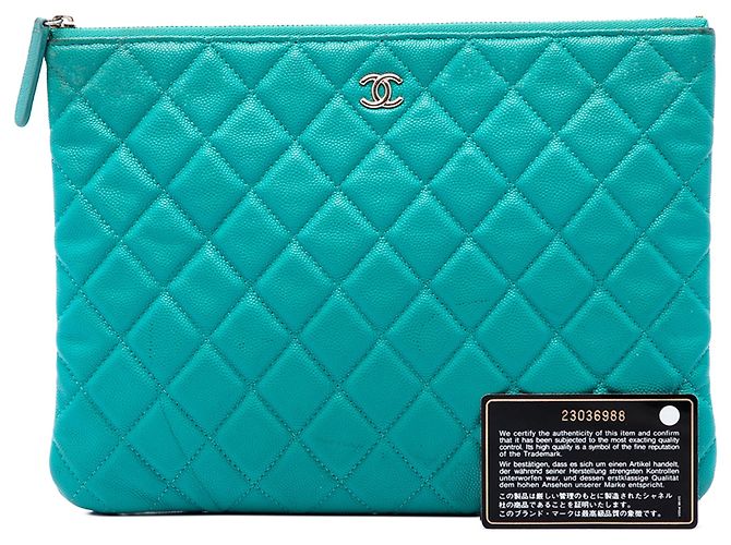 Chanel Blue Medium Quilted Caviar O Case Clutch - Ansicht 9
