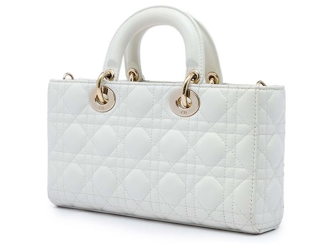 Dior White Medium Lambskin Cannage Lady D Joy - vista 2