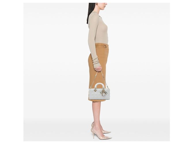 Dior White Medium Lambskin Cannage Lady D Joy - vista 5
