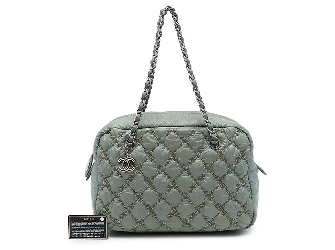 Borsa Bowler Chanel Gray Paris Byzance in Nylon Tweed On Stitch - vista 7